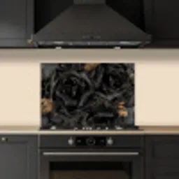 Obsidiaan - Zwart - Goud - Patroon keuken achterwand spatscherm klein -sfeer1