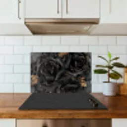 Obsidiaan - Zwart - Goud - Patroon keuken achterwand spatscherm klein -sfeer2
