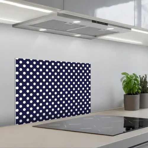 Oceaan - Stippen - Blauw - Wit keuken achterwand spatscherm klein 900 -3d_schuin