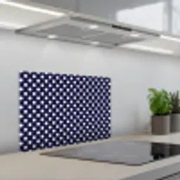 Oceaan - Stippen - Blauw - Wit keuken achterwand spatscherm klein 900 -3d_schuin