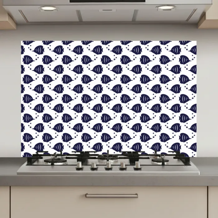 Oceaan - Vis - Blauw - Wit keuken achterwand spatscherm klein 900 -3d_website