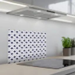 Oceaan - Visachtig - Blauw - Wit keuken achterwand spatscherm klein 900 -3d_schuin