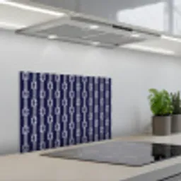 Oceaan - Touw - Blauw - Wit keuken achterwand spatscherm klein 900 -3d_schuin