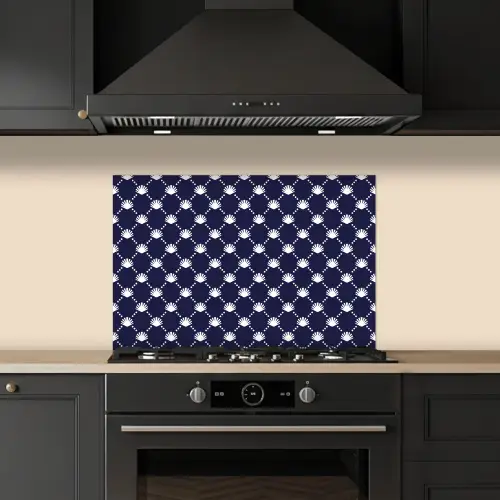 Oceaan - Schelp - Blauw - Wit keuken achterwand spatscherm klein 900 -sfeer1
