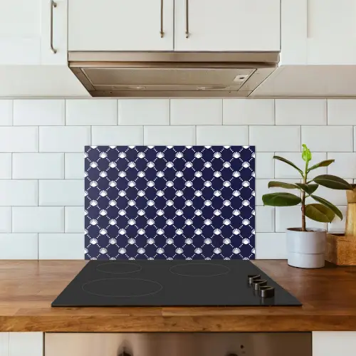 Oceaan - Schelp - Blauw - Wit keuken achterwand spatscherm klein 900 -sfeer2