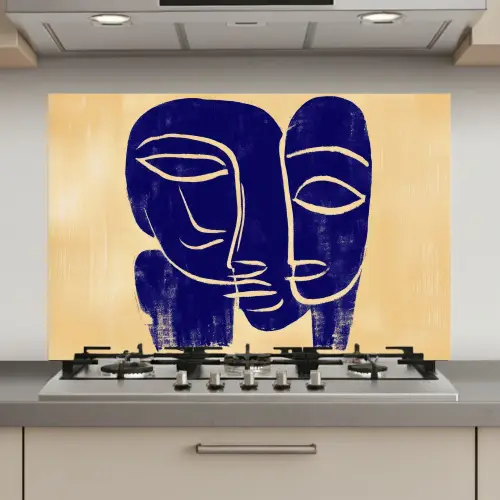 Okergeel - Blauw - Eenvoudige lijnen keuken achterwand spatscherm klein -3d_website