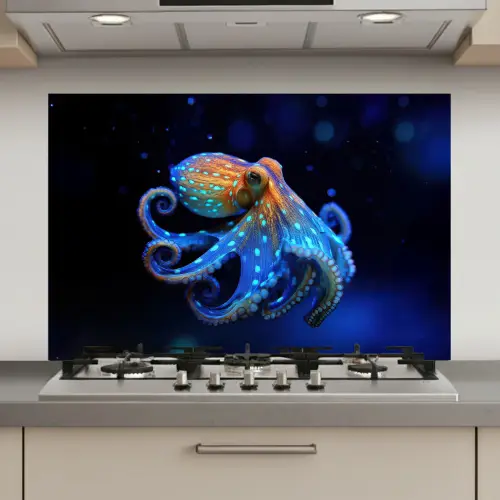 Octopus - Stippen - Blauw - Zee keuken achterwand spatscherm klein -3d_website