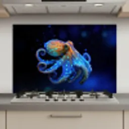 Octopus - Stippen - Blauw - Zee keuken achterwand spatscherm klein -3d_website