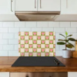 Olijfgroen - Hartjes - Patroon - Retro keuken achterwand spatscherm klein 900 -sfeer2