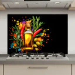 Olijfolie - Graffiti - Peper - Olijven - Modern keuken achterwand spatscherm klein -3d_website