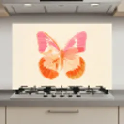 Oranje - Vlinder - Minimalistisch keuken achterwand spatscherm klein -3d_website