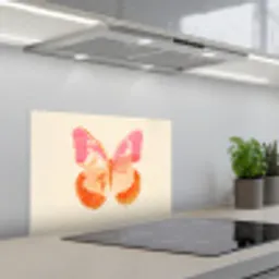 Oranje - Vlinder - Minimalistisch keuken achterwand spatscherm klein -3d_schuin