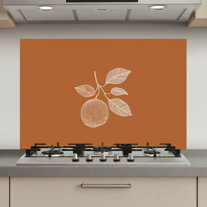 Sinaasappel - Getekend - Bladeren - Bruin keuken achterwand spatscherm klein -3d_website