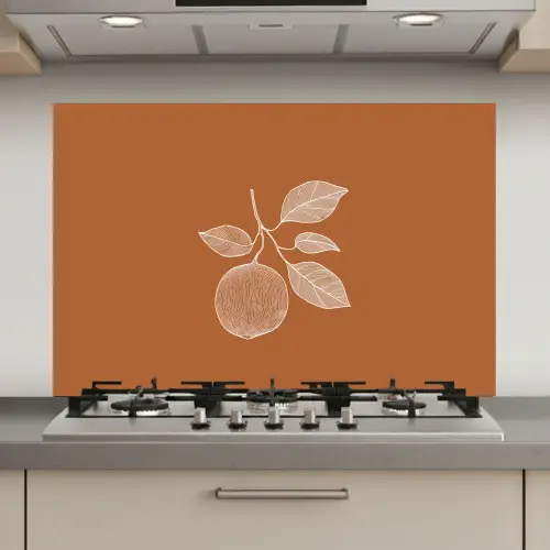 Sinaasappel - Getekend - Bladeren - Bruin keuken achterwand spatscherm klein -3d_website