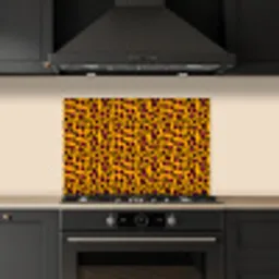 Oranje - Roze - Panterprint keuken achterwand spatscherm klein 900 -sfeer1