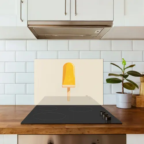 Oranje - Stokje - Waterijsje keuken achterwand spatscherm klein -sfeer2
