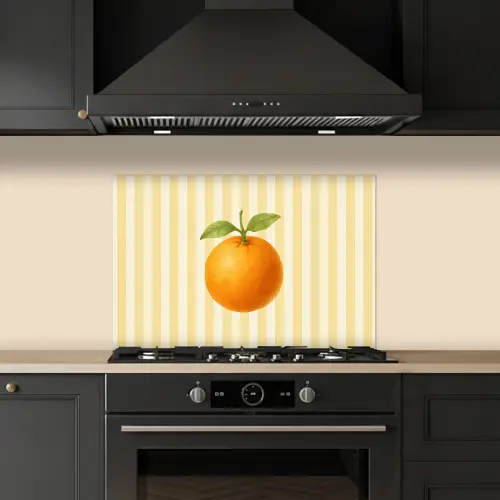 Sinaasappel - Strepen - Oranje - Zomers keuken achterwand spatscherm klein -sfeer1