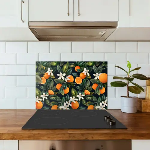 Sinaasappels - Bloesems - Bladeren - Tropisch keuken achterwand spatscherm klein -sfeer2