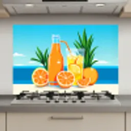 Sinaasappels - Ijsblokjes -  Zee - Illustratie keuken achterwand spatscherm klein -3d_website