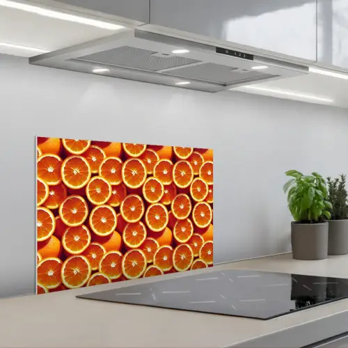 Sinaasappels - Oranje - Gesneden keuken achterwand spatscherm klein 900 -3d_schuin