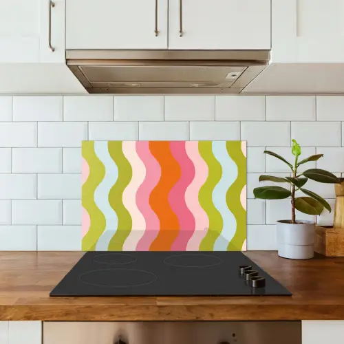 Banen - Golven - Kleurrijk - Verticaal keuken achterwand spatscherm klein -sfeer2