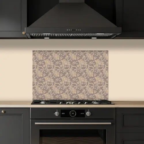 Oosters - Bloemen - Beige - Grijs keuken achterwand spatscherm klein 900 -sfeer1