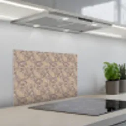 Oosters - Bloemen - Beige - Grijs keuken achterwand spatscherm klein 900 -3d_schuin