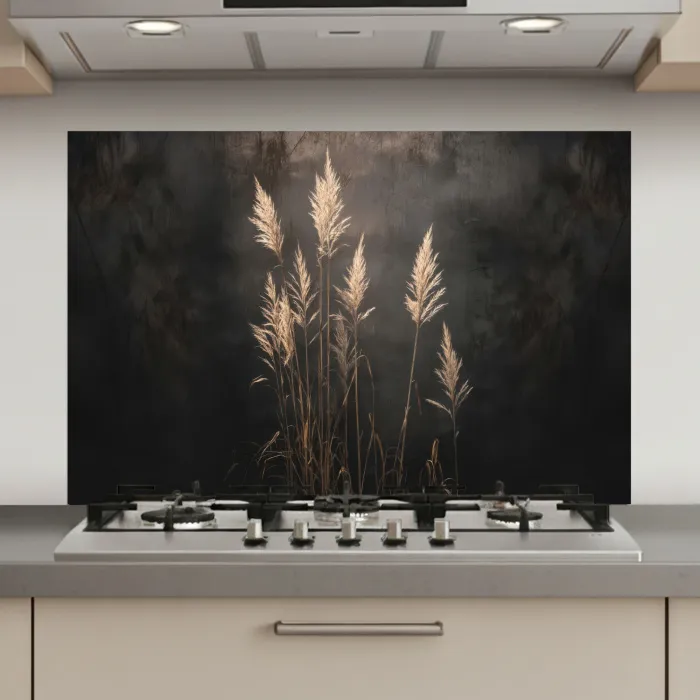 Siergras - Pluimen - Verlichting - Zwart keuken achterwand spatscherm klein -3d_website