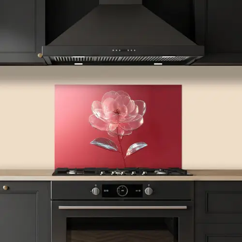 Sierlijk - Bloem - Roze - Glazen keuken achterwand spatscherm klein -sfeer1