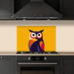 Uil - Grafisch - Kleurrijk - Ogen keuken achterwand spatscherm klein -sfeer1