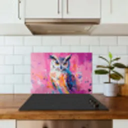 Uil - Roze - Blauw - Verf - Abstract keuken achterwand spatscherm klein -sfeer2