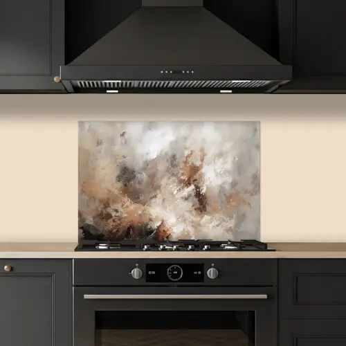 Verf - Abstract - Beige - Kunst keuken achterwand spatscherm klein -sfeer1