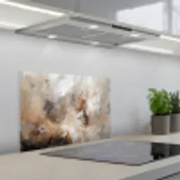 Verf - Abstract - Beige - Kunst keuken achterwand spatscherm klein -3d_schuin