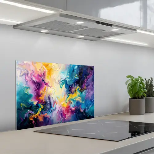 Verf - Kleurrijk - Zwart - Kleuren keuken achterwand spatscherm klein -3d_schuin
