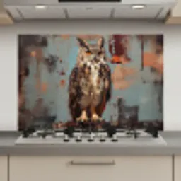 Geschilderd - Abstract - Uil - Bruin keuken achterwand spatscherm klein -3d_website