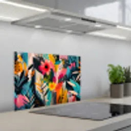 Schilderij - Abstract - Bloemen - Roze keuken achterwand spatscherm klein -3d_schuin
