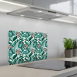 Palmblad - Panterprint - Tropical keuken achterwand spatscherm klein -3d_schuin