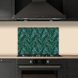 Palmbladeren - Blauw - Tint - Zwart keuken achterwand spatscherm klein 900 -sfeer1
