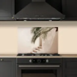 Palmboom - Schaduw - Trap - Beige keuken achterwand spatscherm klein -sfeer1