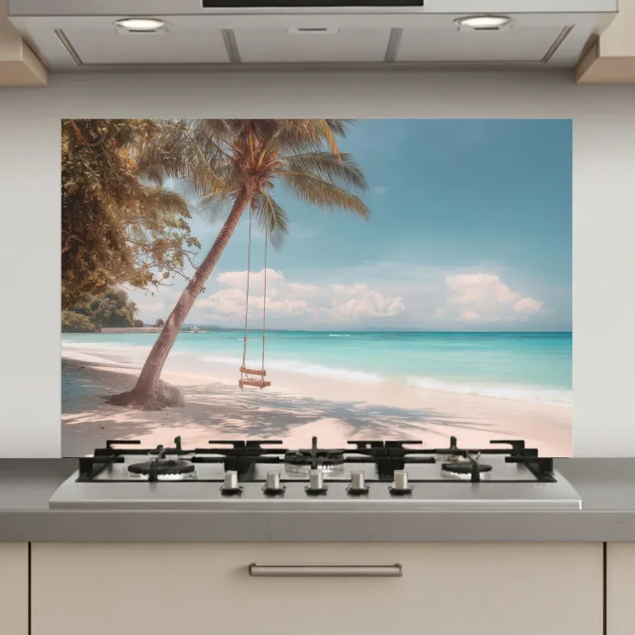 Palmboom - Schommel - Strand - Lucht keuken achterwand spatscherm klein -3d_website