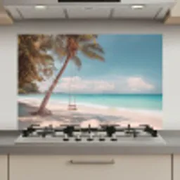 Palmboom - Schommel - Strand - Lucht keuken achterwand spatscherm klein -3d_website