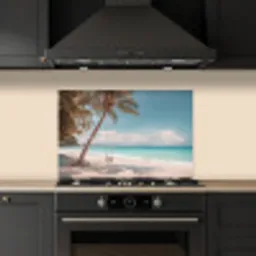 Palmboom - Schommel - Strand - Lucht keuken achterwand spatscherm klein -sfeer1