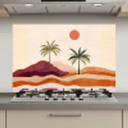 Palmbomen - Abstract - Zon - Heuvels keuken achterwand spatscherm klein -3d_website