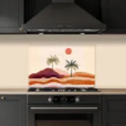 Palmbomen - Abstract - Zon - Heuvels keuken achterwand spatscherm klein -sfeer1