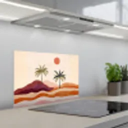 Palmbomen - Abstract - Zon - Heuvels keuken achterwand spatscherm klein -3d_schuin