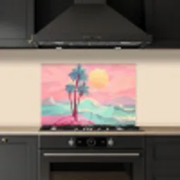 Palmbomen - Golven - Zee keuken achterwand spatscherm klein -sfeer1