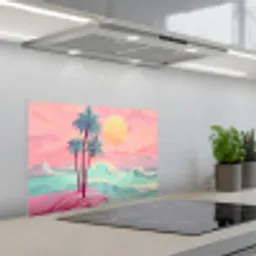 Palmbomen - Golven - Zee keuken achterwand spatscherm klein -3d_schuin