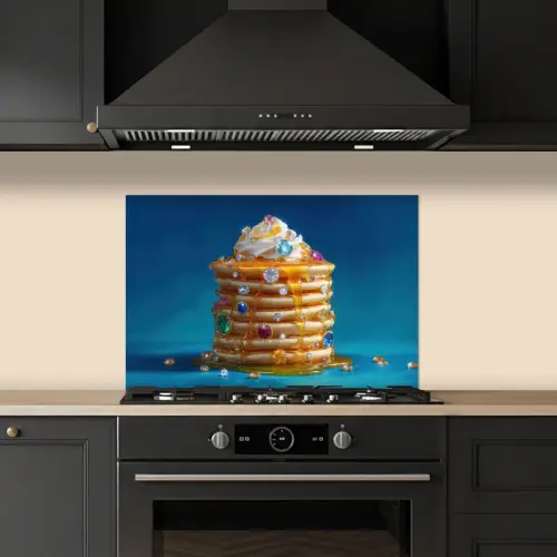 Pannenkoeken - Steentjes - Glitter - Slagroom keuken achterwand spatscherm klein -sfeer1