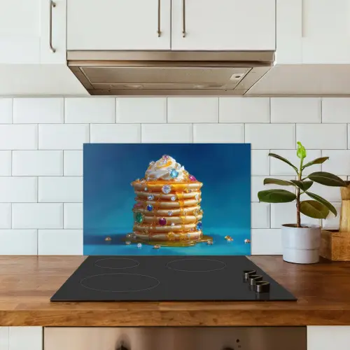Pannenkoeken - Steentjes - Glitter - Slagroom keuken achterwand spatscherm klein -sfeer2