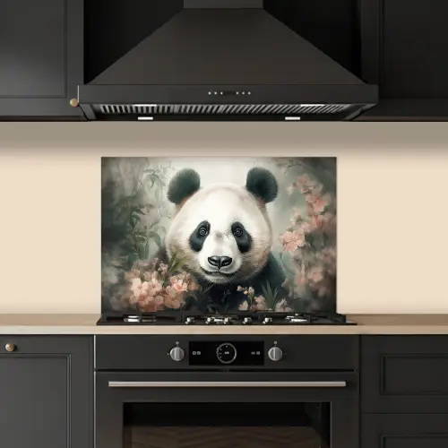 Panda - Dieren - Bloemen - Planten keuken achterwand spatscherm klein -sfeer1